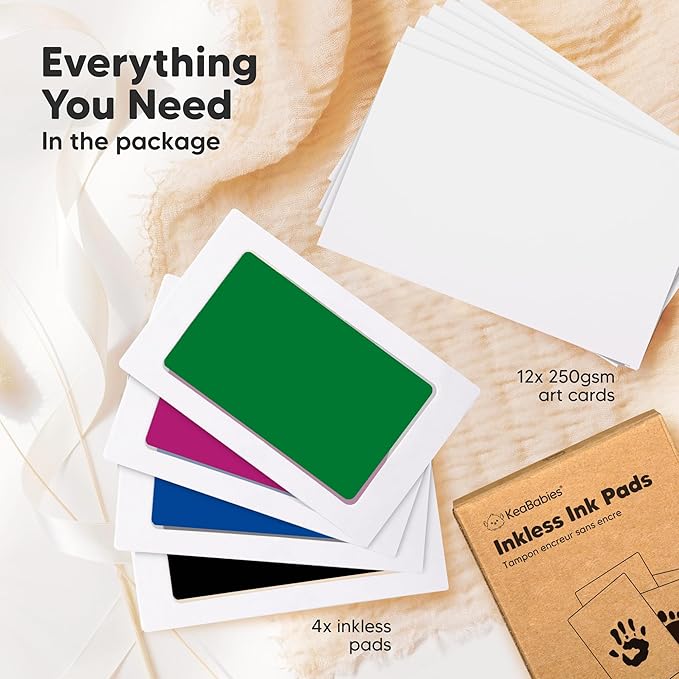 4-Pack Inkless Baby Hand and Footprint Kit - Mess Free Ink Pad for Newborn Keepsake, Dog Nose & Paw Print Kit, Clean Touch Ink Pad for Baby Hand & Footprints, Ideal New Mom Gifts (Holidays)