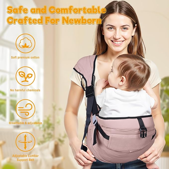 Baby Carrier Newborn to Toddler,Adjustable Baby Sling Carrier,Comfortable and Lightweight Toddler Carrier for 25-60 lbs,Ideal for Shopping Travelling