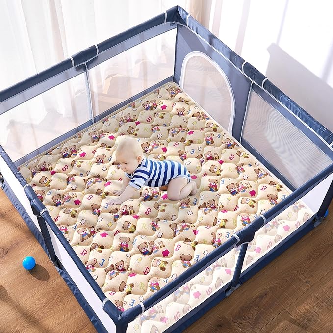 High-Density Foam Baby Play Mat, 47x47 Inches Thicken One-Piece Comfortable and Soft Playmat, Non Slip Machine Washable Floor Mat for Infants, Tapete para Bebes,Toddlers