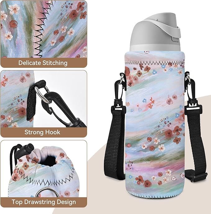 AUPET Water Bottle Sling Bag Carrier Crossbody Sleeve,Insulated Neoprene Bottle Case Holder Pouch Cover 500ML/17oz with Shoulder Strap for Walking Women Men