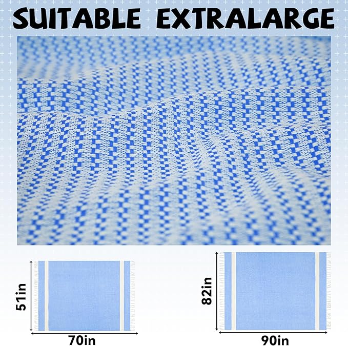 Jumbo Turkish Beach Towel Blanket Picnic Ourtdoor Mat Oversized Sandproof Fast Dry Thin Extra Large Xl Huge Linen Compact Organic Cotton Summer Vacation Gifts Travel Essential Cruise Ship Necessities