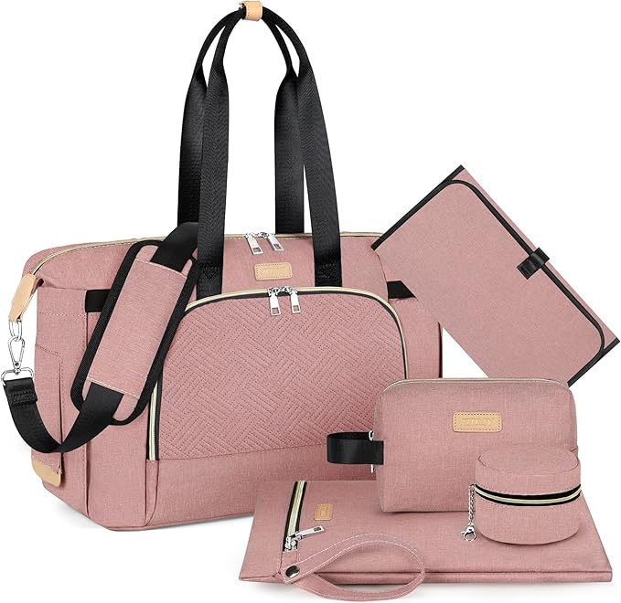 ITIEZY Diaper Bag Tote for Baby - Large Mommy Bag with Portable Changing Pad Pacifier Case, Hospital Bags Travel Baby Bag