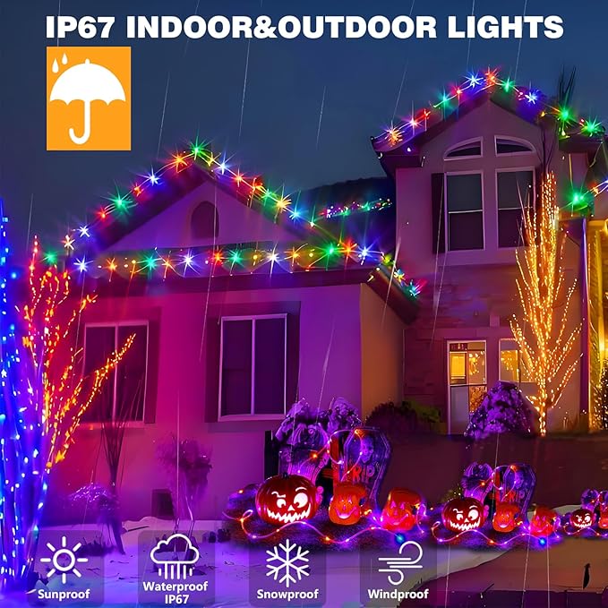 66FT Rope Lights for Outside,Connectable String Lights Outdoor Waterproof IP67,8 Modes 200 LEDs Rope Lighting for Garden,Party,Indoor Bedroom,Christmas Eaves Decor,Multicolors