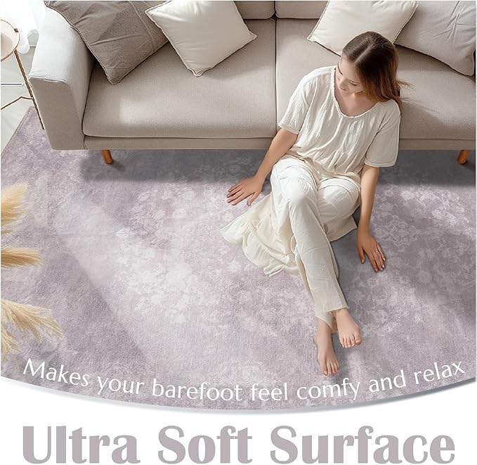 jinchan Vintage Floral Runner Rug 2x7 - Machine Washable Distressed Design Non-Slip Low-Pile Soft Thin Carpet for Hallway Kitchen Farmhouse Bedroom Entryway Laundry Room (2x7ft,Orchid)