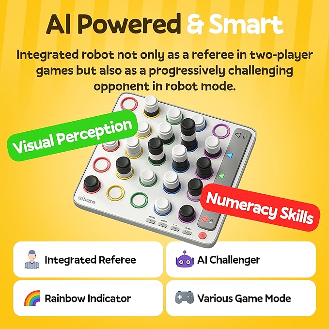 GiiKER Smart Four, 3D AI-Powered 4 in a Row Game, Strategy Board Games with Integrated Referee for 1-2 Players, Travel Games for Ages 6-12 and up, Birthday Gift for Kids Family Game Night