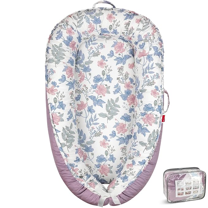 Baby Lounger - Breathable & Soft Baby Nest, Portable and Lightweight Tummy Time Lounger for Home and Travel, Ideal Newborn Babies Essentials Baby Shower Gifts