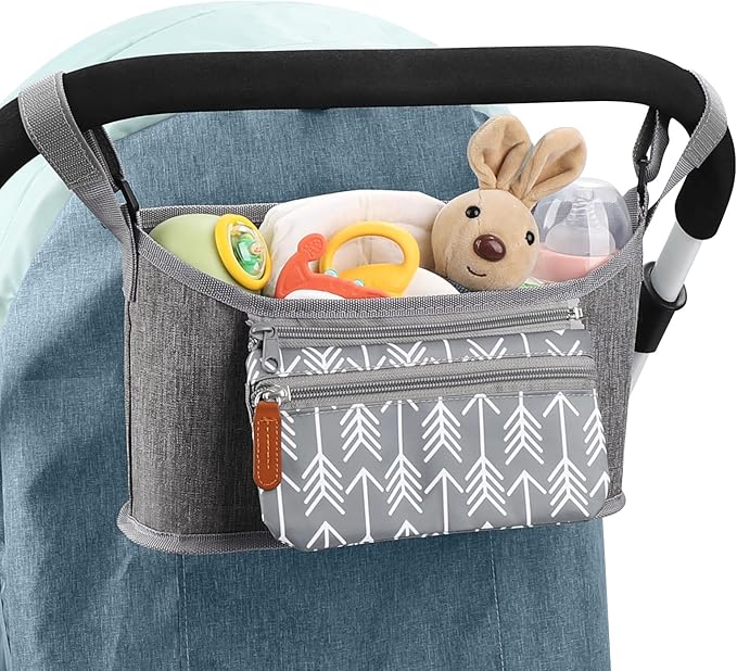 Accmor Universal Stroller Organizer with Detachable Phone Bag, Stroller Bag Caddy Organizer Stroller Accessories for Uppababy, Baby Jogger, Nuna, Doona, Britax Strollers