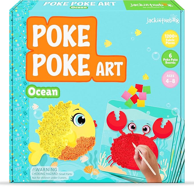 jackinthebox Poke Poke Art – Ocean Theme, Mess-Free Fabric Art and Craft, Flower Pressing Kits, Gift for Kids, Toys for Girls and Boys Ages 4 5 6 7 8