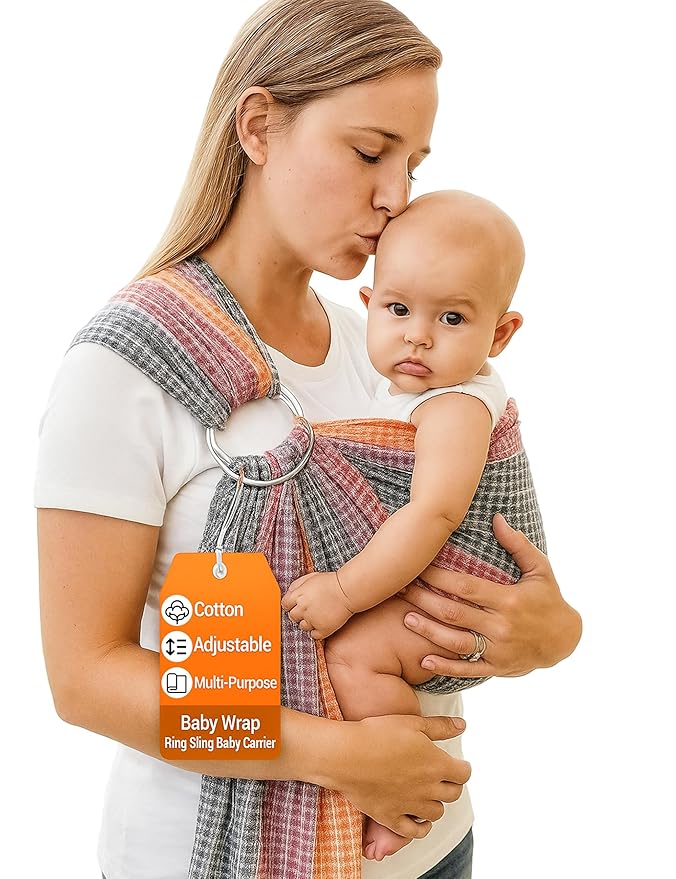 Hip Baby Wrap Ring Sling Baby Carrier for Infants and Toddlers - 100% Soft Cotton Baby Wraps Carrier for Babies 8-35 lbs - Perfect Baby Shower Gifts Moms and Dads - Nursing Cover (Rainbow Honeycomb)