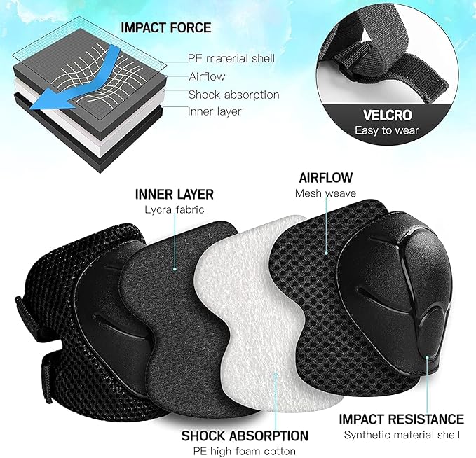 Adjustable Kids Helmet with Knee Pad, Elbow Pads & Wrist Guards - Toddler Bike Helmets for Ages 3-5, 5-8, 8-14 Years - Perfect for Skating, Biking, Cycling, and Skateboard - for Boys and Girls