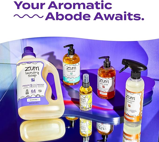 Indigo Wild Zum Clean Laundry Soap - Plant-Based Liquid Laundry Soap - Contains Baking Soda, Essential Oils & Saponified Coconut Oil - Amber - 64 fl oz