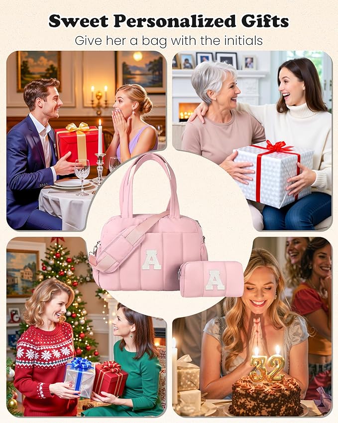 Gifts for Women Unique-Duffle Bag for Travel, Weekender Bags for Women，Initial Overnight Bag with Wet Pocket，Lightweight Travel Bags Personalized Gym Tote with Makeup Pouch