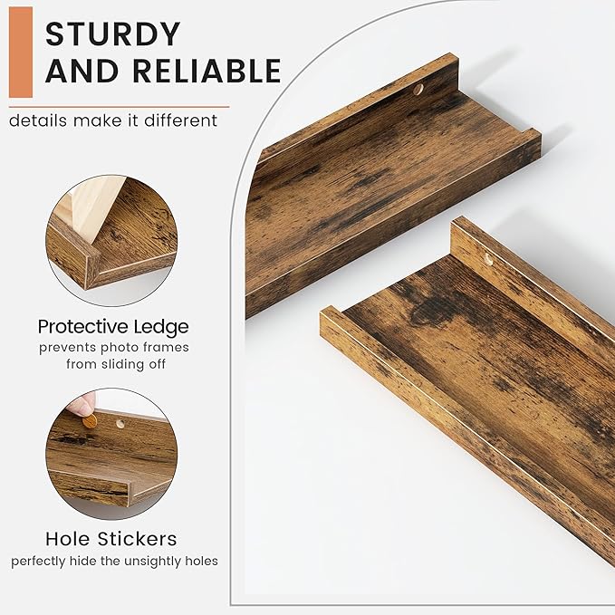 Floating Picture Ledge Shelves for Wall Set of 4, 48 Inch Wall Shelves with Lip Long Large Nursery Book Shelf for Toys Storage Kids Bookshelf Wall Mounted Living Room Bedroom Decor Frames