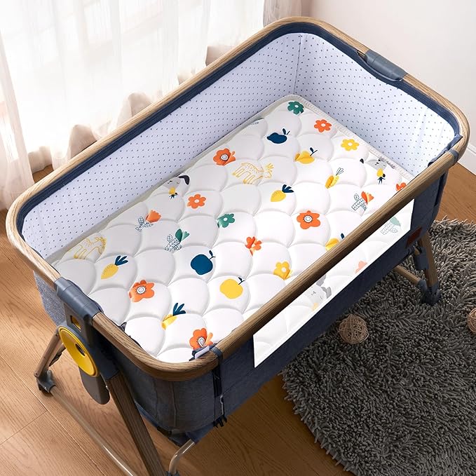 Baby Bassinet Mattress 33 x 19 inches- Firm Support and Comfort Premium Foam,Noiseless and Odorless,Hypoallergenic Small Crib Mattress, Fits Moses Basket, Dual Sided with Soft Breathable Fabric