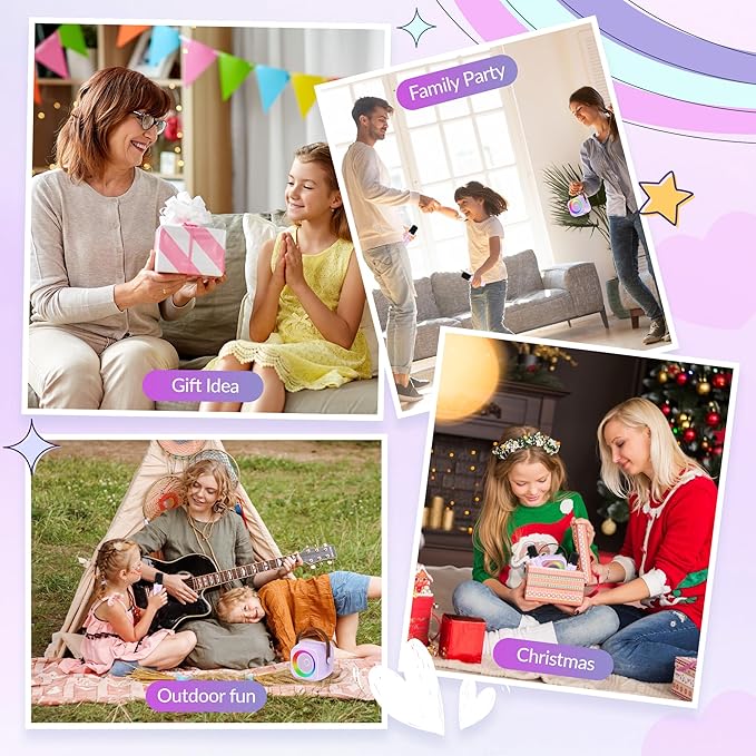 Karaoke Machine for Kids Adults, Karaoke Toys Gifts for Girls Boys, Portable Bluetooth Speaker with Wireless Microphone, Birthday Gifts for Girls Boys Ages 4, 5, 6, 7, 8, 9, 10, 12+ Years Old