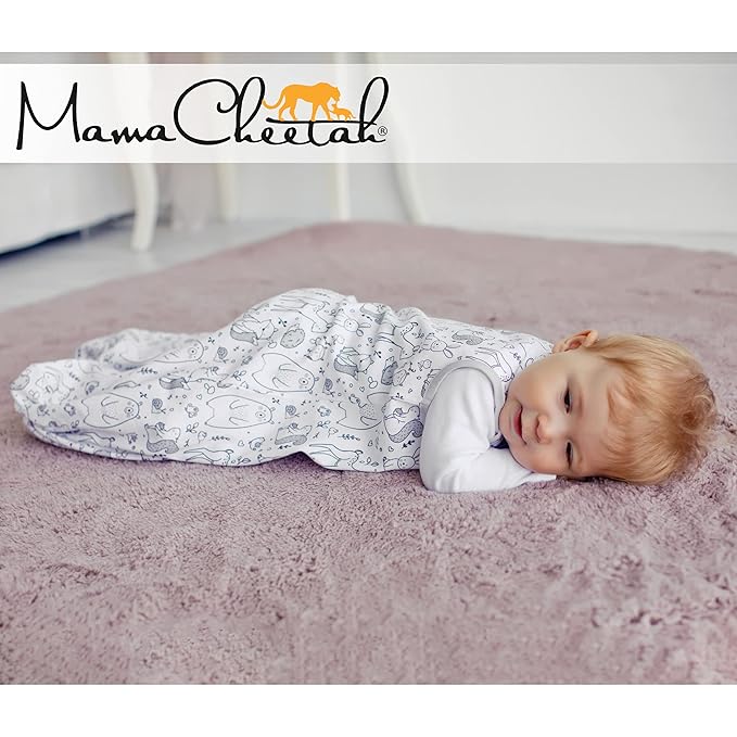 Mama Cheetah Baby Sleep Sack 0.5 TOG, Organic Cotton Baby Wearable Blanket with Two-Way Zipper, Swaddle Transition Baby Sleeping Bag for Newborn Infant Toddler Boy Girl, 18-24 Months