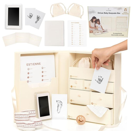 Estienne Large Light Yellow Modern Baby Keepsake Box - Memory Box for Baby Girl & Boy, Gift-Ready Keepsake Storage Box with Lids