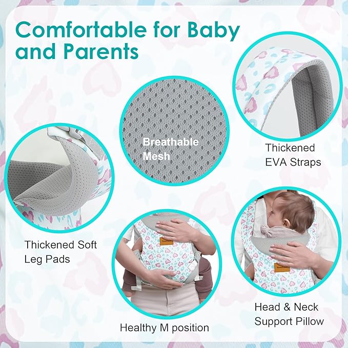 Baby Carrier Newborn to Toddler, Ergonomic Adjustable Toddler Carriers for 7-66 Lbs, Cozy Lightweight Infant Carrier with Neck Support, Baby Holder Carrier with Lumbar Support for Mom Dad