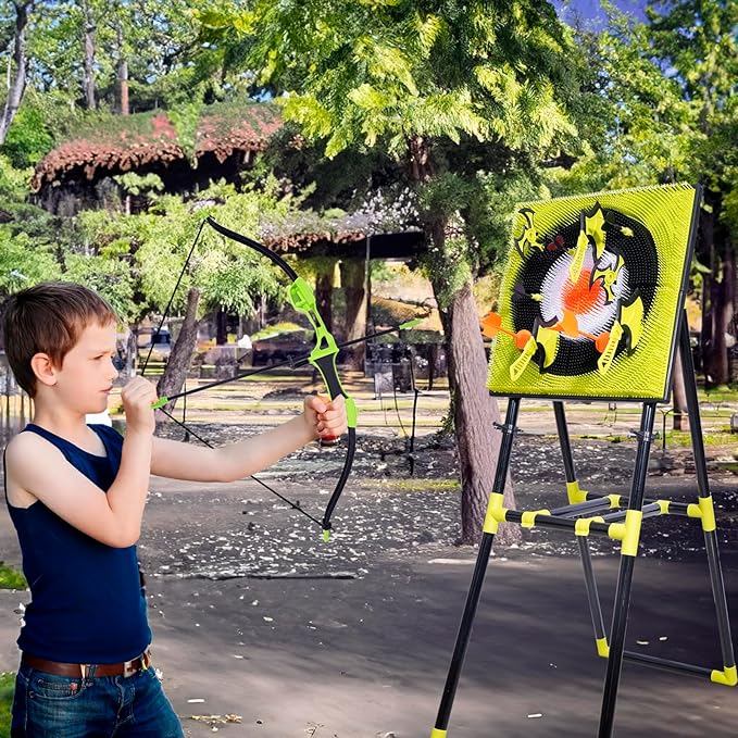Axe Throwing Game for Backyard,Plastic Axe Throwing Game Set,Ax Throwing Game Set for Adults,Contains Foldable Axe Throwing Board,Axes,Bows and Arrows and 3 Types of Darts for Family Games