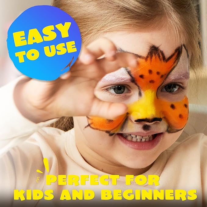 JOYIN 24 Colors Face Paint Safe & Non-Toxic Face and Body Crayons (Large Size 3 inch) Ultimate Party Pack Including 6 Metallic Colors for Birthday Toy Makeup Party Suppiles, Gifts for Kids Girls Boys