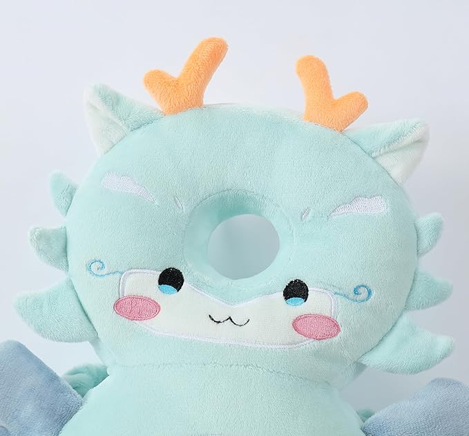 Feidoog Baby Head Protector Cushion Backpack with 3 Knee Pads for Walking & Crawling,Blue Dragon