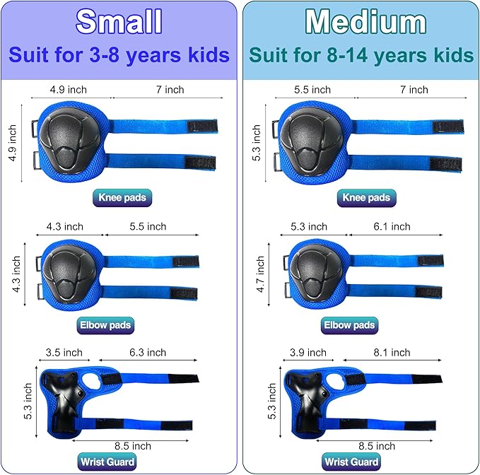Kids Bike Helmet with DIY Stickers and Knee Pads Elbow Pads Wrist Guard Set for Ages 3-8-14 Toddler Boys Girls Helmet for Roller Skates Cycling Skateboarding Bicycle Scooter