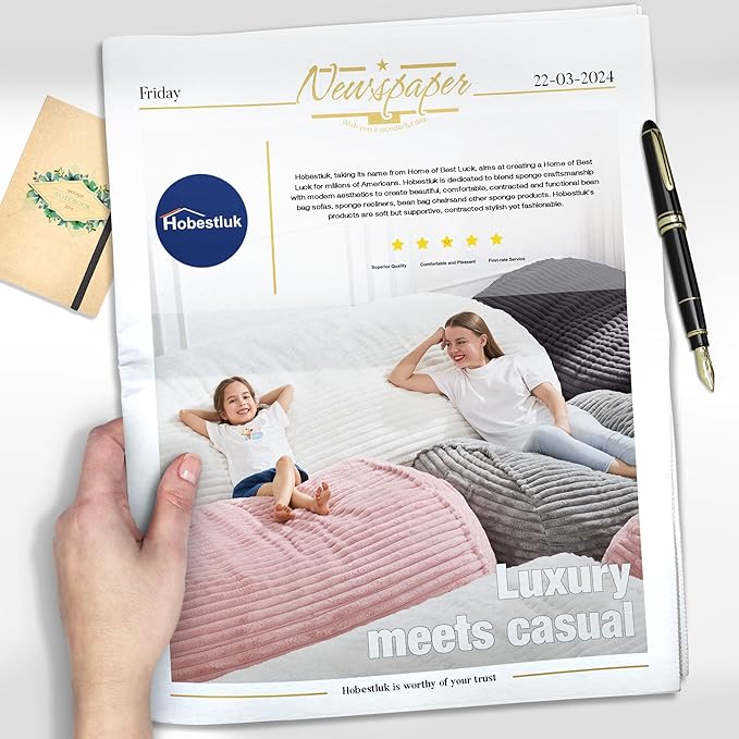 Hobestluk 3FT Bean Bag Chairs Adult Bean Bag with Portable Handle Comfy Large Bean Bag Chair with Removable Cover for Living Room Bedroom or Reading Nook (Stripe White, 3FT)