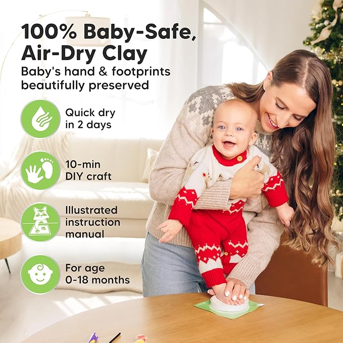 Baby Hand and Footprint Kit Girls, Boys - Personalized Baby Footprint Ornament Kit, Newborn Keepsake Gifts for New Mom, Easy to Use Handprint Makers, Cute Shower Gifts (Gold Paint, Cherish)