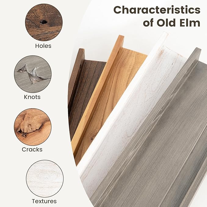 Fun Memories Picture Ledge Shelf, 36 Inch Floating Shelves for Wall, Nursery Bookshelf for Storage, Rustic Elm Wood Photo Ledge Shelves for Bedroom, Living Room, Kitchen (Natural, 36in Set of 2)