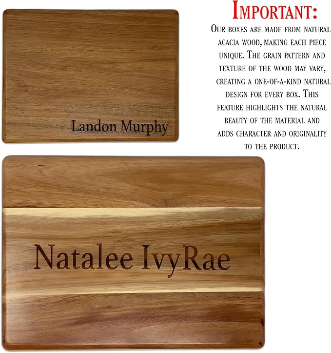 Gifts for Mom Birthday Unique - Wooden Keepsake Box with Names, Personalized Mothers Day Gifts from Son Acacia Wood Storage for Memories, Grandma Keepsake Box, Gift for Mom Bday, 11.5x8.5x5.5 in