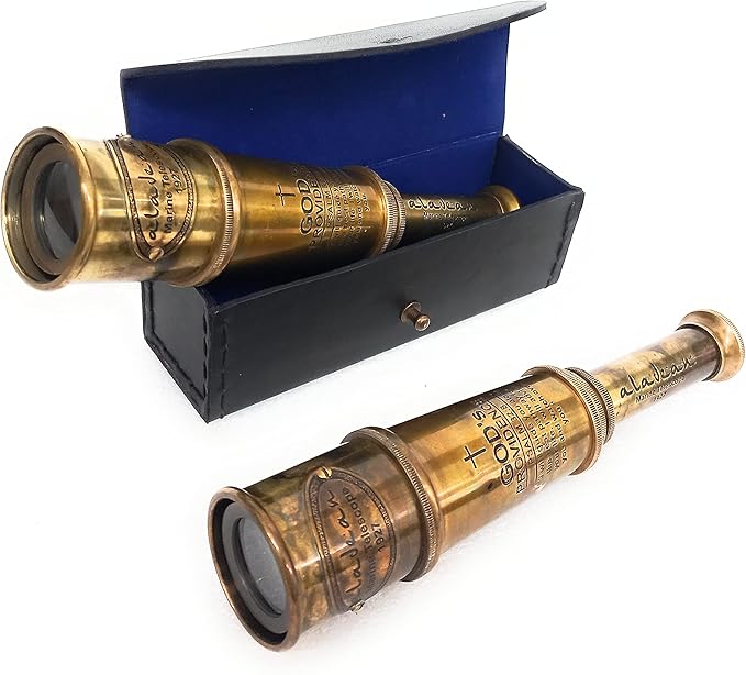 ALADEAN Vintage Spyglass Telescope Engraved PSALM 32:8 - Find Best Pathway - Inspirational Gifts Meaningful Gift Gadget Functional 16" Brass Spyglass with Brilliant Magnification in Gift Box