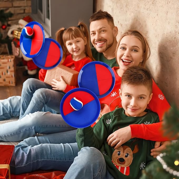 EVERICH Upgraded Toss and Catch Ball Game Set - Indoor and Outdoor Games for Kids 3-12, Beach Sand Pool Water Toy Includes 4 Paddles 4 Sticky Balls, Easter Basket Stuffers Boys Girls Birthday Gifts