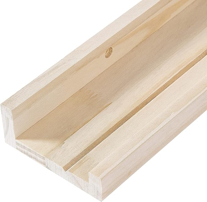 AZSKY Natural Wood Wall Mounted Shelves 24 Inch Floating Wall Book Shelf Floating Ledge Storage Rustic Shelves Photo Picture Ledge for Home Decor a Set of 3