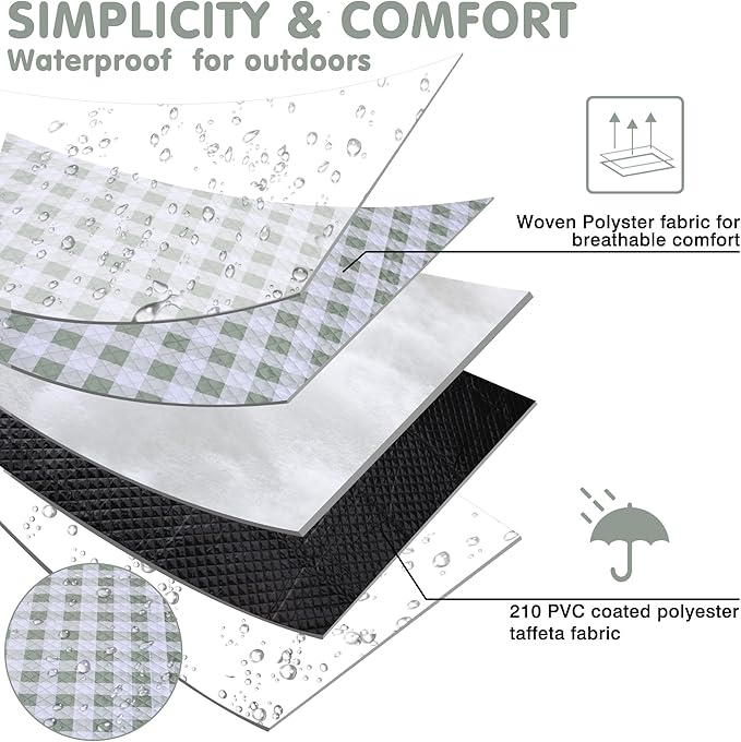 Extra Large Picnic Blanket 80''x 80'' Waterproof Foldable Picnic Mat for Beach, 5-Layer Outdoor Blanket for 6 to 8 Adults,Camping Grass Lawn Park Accessories Couple Park Wedding Registry(Green)