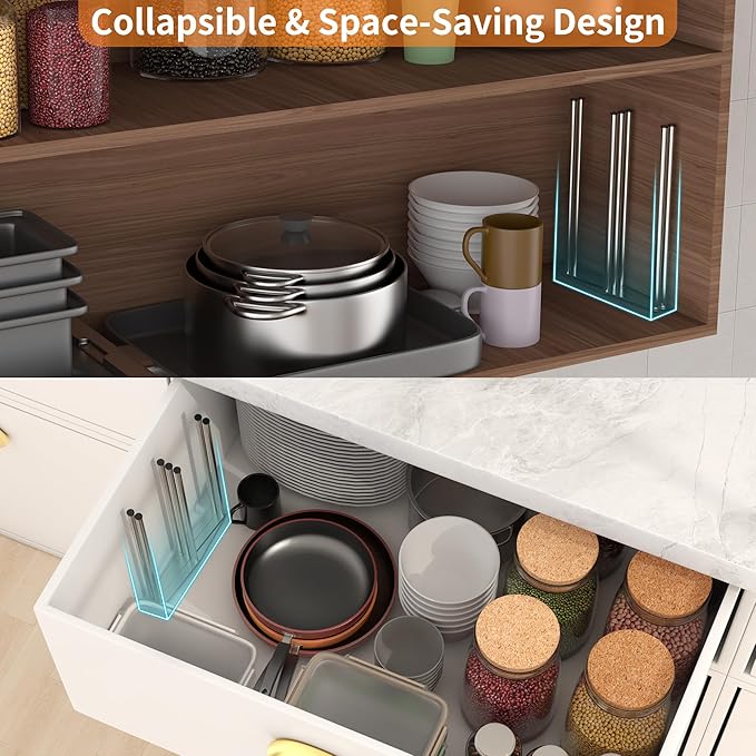 Foldable Bottle Drying Rack, Baby Bottle Drying Rack, Collapsible Cup Draining Holder, Retractable Reusable Storage Bag Dryer with Non-Slip Bottom - Stainless Steels