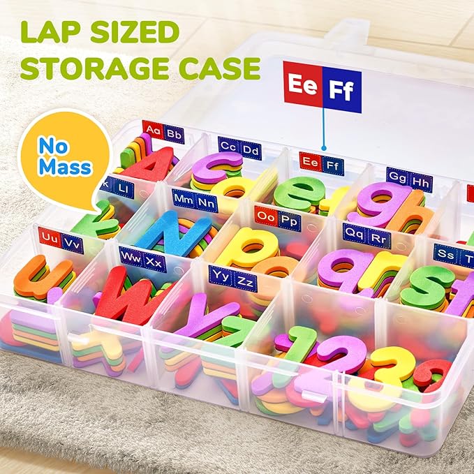 Gamenote Classroom Magnetic Alphabet Letters Kit 178Pcs with Double Side Magnet Board - Foam Alphabet Letters for Preschool Kids Toddler Spelling and Learning Colorful ABC Education Fridge Magnets