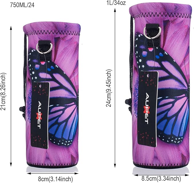 AUPET Water Bottle Carrier,Insulated Neoprene Water bottle Holder Bag Case Pouch Cover 1000ML or 750ML,Adjustable Shoulder Strap, Great for Stainless Steel and Plastic Bottles