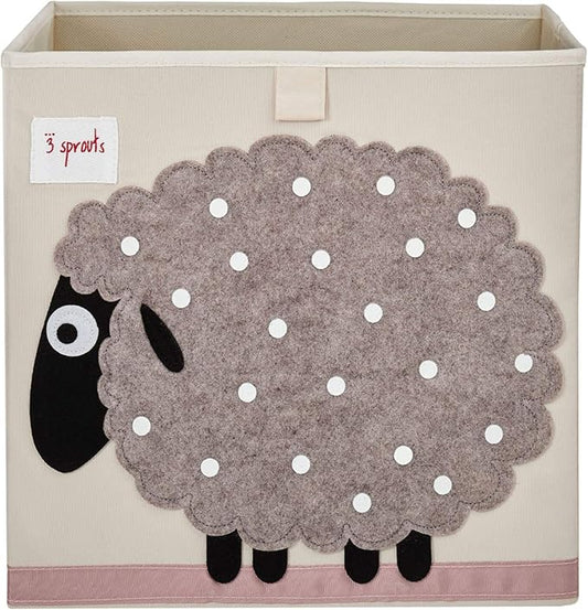 3 Sprouts Toy Storage Organizer: Toy Box Cube Organizer for Playroom, Nursery - Foldable Storage Bin - Sheep