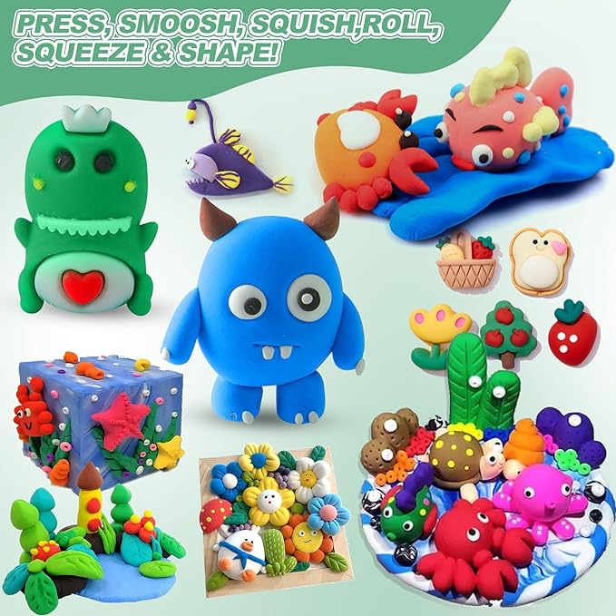 Air Dry Clay 66 Colors, Modeling Clay for Kids, Model Magic Clay, DIY Molding Clay Kit with Sculpting Tools, Soft & Ultra Light, Art and Crafts for Boys and Girls 3-12 Years Old.