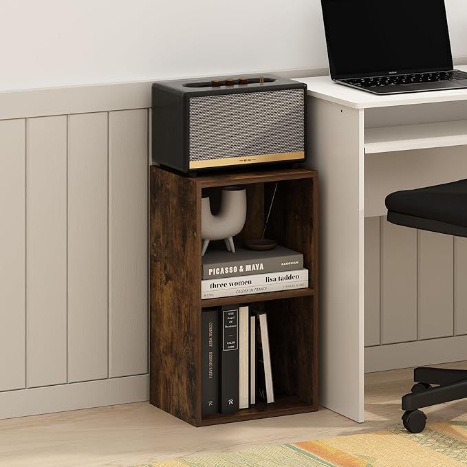 Furinno Pasir 2-Tier Open Shelf Bookcase, Bookshelf, Amber Pine