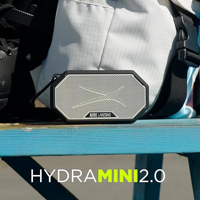 Altec Lansing Portable Bluetooth Speaker HYDRAMINI 2.0, IP67 Waterproof, Portable, 12h Playtime, Wireless Pairing, USB-C Quick Charge, Magnetic Bluetooth Speaker, Voice Assistant Integration