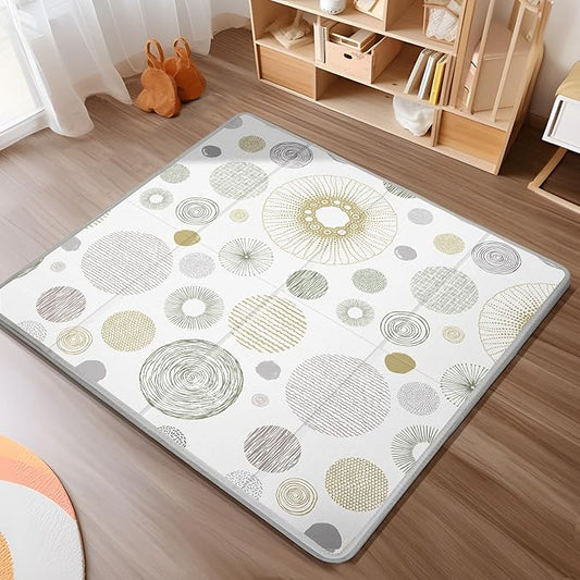 Foldable Baby Play Mat, PIGLOG 0.6 inch Waterproof Playmats for Babies and Toddlers Kids, Safe Foam Playmat for Tummy Time, 50“x50” Playpen Mat, Reversible Portable Baby Floor Mat for Infant, Circle