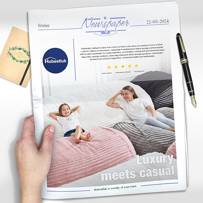 Hobestluk 4FT Bean Bag Chairs Adult Bean Bag with Portable Handle Comfy Large Bean Bag Chair with Removable Cover for Living Room Bedroom or Reading Nook (Stripe Dark Grey, 4FT)