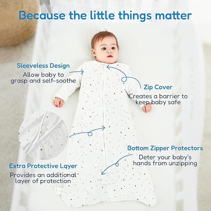 TotAha Light Sleep Sack 6-12 months 3 Pack, Breathable, Buttery Soft Wearable Blanket Baby Sleeping Bag with 2-way Zipper, 0.5 TOG