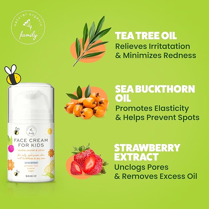 Award-Winning Kids Face Cream - Gentle & Calming Moisturizer with Natural Ingredients for Sensitive & All Skin Types - Fragrance-Free