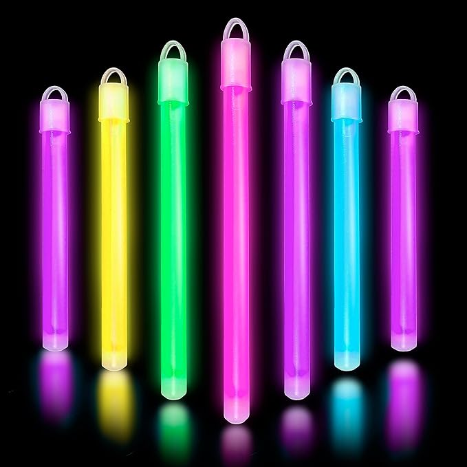 Glow Fever Glow in The Dark Sticks - 100 ct 6" Glow Sticks Bulk Party Pack with End Caps & Lanyards - Glow Party Favors for Concert, Festival, & Wedding Neon Light Sticks by Party Dragon, Multi