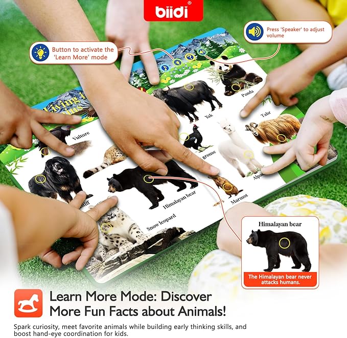 English Talking Book for todddler 3-5,Interactive Sound Book Kids 3 4 5 6 7 8 Year Old,Preschool Educational Learning Toy,Boys and Girls Birthday Gift,Autism Sensory,with 600+Sounds,171 Animal