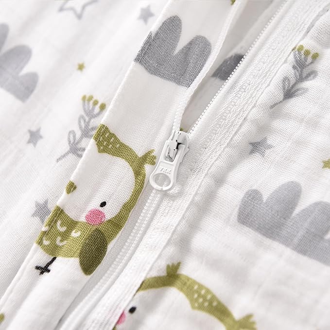 Baby Sleep Sack 2-4 T Baby Wearable Blanket 100% Organic Cotton 0.5 TOG Toddler Sleeping Sack 2- Way Zipper Soft Lightweight X-Large Owl