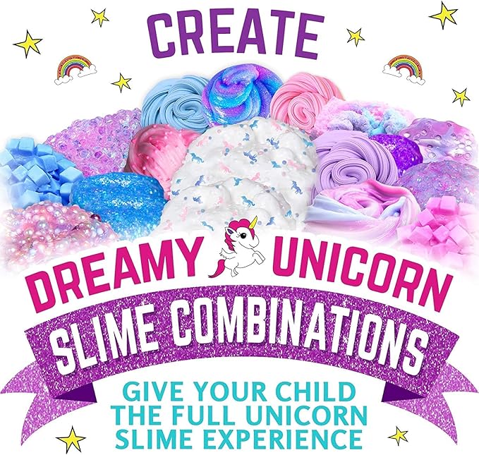 GirlZone Sparkly Unicorn Egg Surprise Slime Kit for Girls, Sensory Toys for Kids, Create Cloud Slime & Magical Unicorn Slime, Ideal Arts and Crafts Easter Gift for Kids Aged 7-12 Years Old