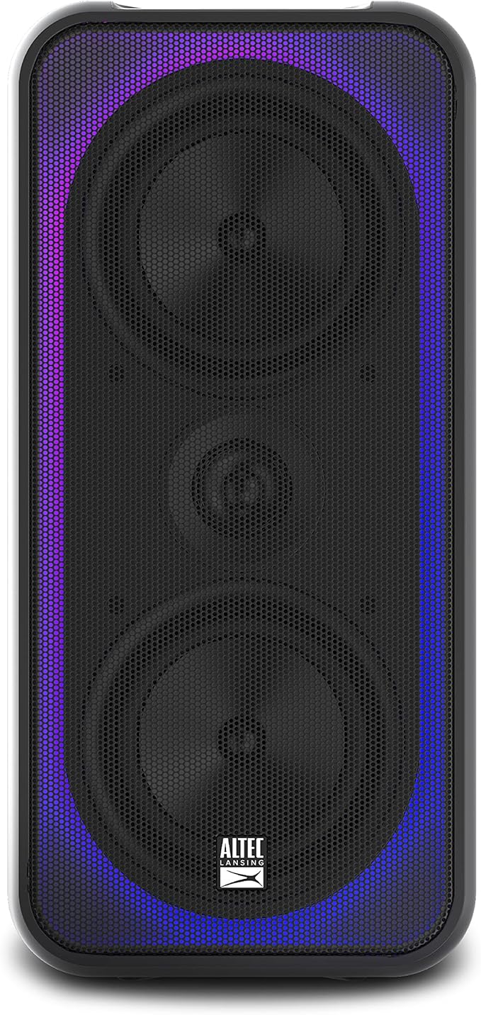 Altec Lansing Shockwave 200 Wireless Party Speaker 180W Bluetooth Speaker with a Long Lasting 12 Hour Battery, Multi LED Party Modes, Multiple bass Boost Modes, Party Sync, AM/FM Radio